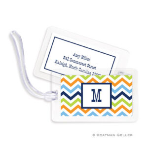 Luggage Tags - Chevron Blue Orange & Lime
