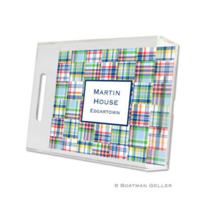 Lucite Tray - Madras Patch Blue