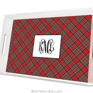 Lucite Tray - Plaid Red
