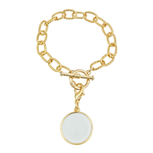 Gold Toggle Bracelet with White Disc
