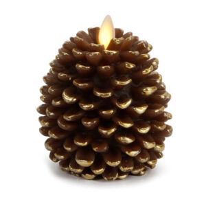 Luminara® Flameless Candle - Pine Cone Shape - Brown with Gold Accents