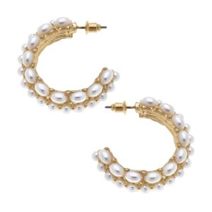 Violet Pearl Studded Hoops
