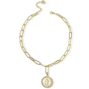 Chic Elongated Link Chain with Coin Pendant