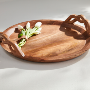 TWISTED HANDLE WOOD TRAY